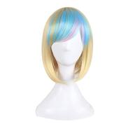Fashion Sexy Rose Net Colorful Rainbow Wig Short Ombre Straight Bob Wigs For Women Synthetic Hair Cosplay Wig 8 Models OneSize colorful1