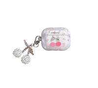Fashion Shiny Cherry Pattern Case for AirPods Pro 2nd Generation 2022, Shock-Absorbing Headphone Case Cover with Pendant Accessories