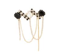 Fashion Shiny Tassel Brooch Female Black And White Simple Temperament Corsage Creative Design Pin Coat Suit Accessories for Party Wedding