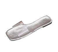 Fashion Shoes Women's Transparent Plastic Sandals with Open Toe and Square Toe Shoes Women Width H Blue, silver, 6 UK