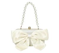 Fashion Shoulder Purse Featuring Bows for Special Wedding Party, Beige, Mass Beauty