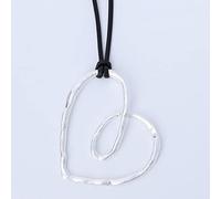 Fashion Silver Color Heart Pendants Long Necklace Black Leather Cord On the Necklace Women Jewelry Collar Party Gift