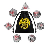 Fashion Silver Dragon Dice Set, DND Starter Set, 7Pcs Metal Polyhedral Dice, D&D Accessories for RPG MTG Warhammer Board Games, DND Gifts with Dragon Bag, Practical Gifts for Gamers
