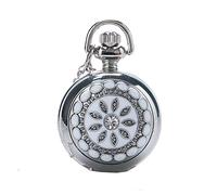 Fashion Silver White Ceramics Flower Crystal Small Size Quartz Pocket Watch Necklace Pendant Women Lady Girl Birthday Gift