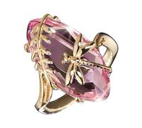 Fashion Simple Gold Pearl Zircon Ladies Ring Joint Ring Jewelry Wolf Rings for Women (Pink, 10)