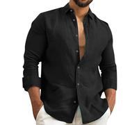 Fashion Simple Men Cotton Hemp Shirts Long Sleeve - Urban Classics Formal Shirts Lightweight Business Shirts Casual Work Shirts Button Down Solid Shirt Long Sleeve Top in Assorted Colours