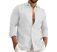 Fashion Simple Men Cotton Hemp Shirts Long Sleeve - Urban Classics Formal Shirts Lightweight Business Shirts Casual Work Shirts Button Down Solid Shirt Long Sleeve Top in Assorted Colours