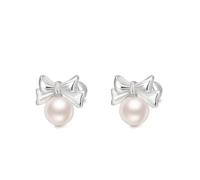 Fashion Simple Piercing Bowkont Studs Earrings For Women Butterflys Heart Trendy Ear Silver Color Piercing Jewelry(Silver)