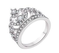 Fashion Simple Zircon Ring Simple Personality Character Fashion And The Platinum Crown Zircon Ring For Women And Girls Girls Rings Ages 8 12 (6)