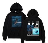 Fashion Singer SZA Double Sided Print Hoodie, Deep Sea Drowning SOS Music Album Hoodie Men Women Cotton. (Black,S)