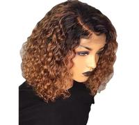 Fashion small curly wig woman blonde gradient short curly hair synthetic head covering