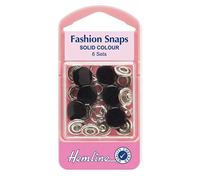 Fashion Snaps Solid Top 6 Sets 11mm: Black