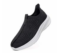 Fashion Sneakers for Men Men's Air Mesh Slip On Walking Shoe Breathable Lightweight Trainer Arch Support Road Running Athletic Rebound Core Shoes UK Size White
