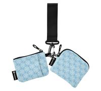 Fashion Snow Women's Dual Wallets Busniess Card Cases Small Portable Identity Card Protector with Keychain for Ladies Girls 2 Packs, Snowflake Light Blue Background-8, One Size, Modern