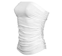 FASHION SOUL Women Ladies Ruched Bandeau Boob Tube Vest Crop Bra Top White