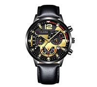 Fashion Sport Men's Stainless Case Leather Quartz Analog Wrist Watch Future Watches for Men (E, One Size)