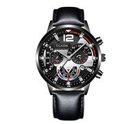Fashion Sport Men's Stainless Case Leather Quartz Analog Wrist Watch Watch Her (F, One Size)