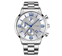 Fashion Sport Men's Stainless Case Quartz Analog Wrist Watch Whiting Watch (C, One Size)
