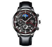 Fashion Sport Men's Stainless Steel Case Leather Band Quartz Analog Wrist Watch A159wgea-1vt (D, One Size)