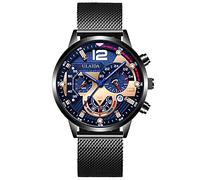 Fashion Sport Men's Stainless Steel Case Steel Band Quartz Analog Wrist Watch Digital Watch for Women (E, One Size)