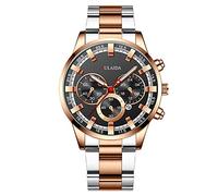 Fashion Sport Men's Stainless Steel Case Steel Band Quartz Analog Wrist Watch Teen Digital Watch (B, One Size)