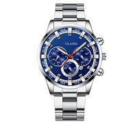 Fashion Sport Men's Stainless Steel Case Steel Band Quartz Analog Wrist Watch Teen Digital Watch (E, One Size)
