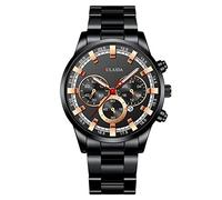 Fashion Sport Men's Stainless Steel Case Steel Band Quartz Analog Wrist Watch Teen Digital Watch (G, One Size)