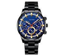 Fashion Sport Men's Stainless Steel Case Steel Band Quartz Analog Wrist Watch Teen Digital Watch (H, One Size)