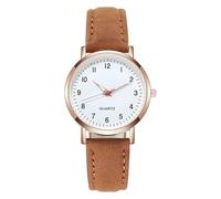 Fashion Sport Ms. Stainless Steel Case Belt Band Quartz Analog Wrist Watch Watches for Blind Women (Brown, One Size)