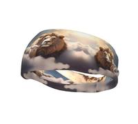 Fashion sports decorative sweatband FUUNTL Lamb with A Lion On The Clouds Picture Headbands for men and women