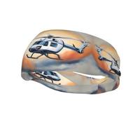 Fashion sports decorative sweatband FUUNTL White Helicopter Picture Headbands for men and women