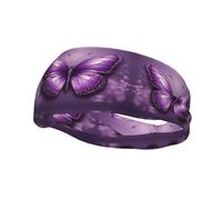 Fashion sports decorative sweatband YYHWHJDE Beautiful Purple Butterfly Art Pattern Headbands for men and women