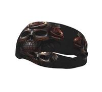 Fashion sports decorative sweatband YYHWHJDE Black Skull Rose Pattern Headbands for men and women