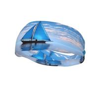 Fashion sports decorative sweatband YYHWHJDE Blue Sailboat Pattern Headbands for men and women