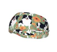 Fashion sports decorative sweatband YYHWHJDE Border Collie Florals Pattern Headbands for men and women
