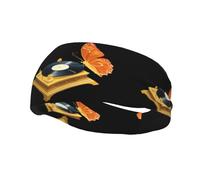 Fashion sports decorative sweatband YYHWHJDE Butterfly by the gramophone Pattern Headbands for men and women