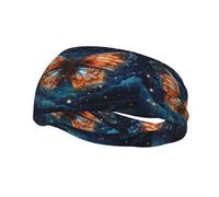 Fashion sports decorative sweatband YYHWHJDE Butterfly in the starry sky Pattern Headbands for men and women