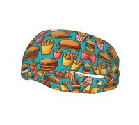Fashion sports decorative sweatband YYHWHJDE cartoon burger fries Pattern Headbands for men and women