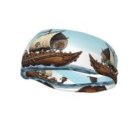 Fashion sports decorative sweatband YYHWHJDE Cartoon Old Viking Boat Pattern Headbands for men and women
