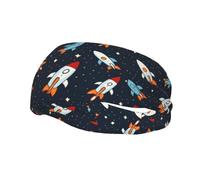 Fashion sports decorative sweatband YYHWHJDE Cartoon rocket launch direction Pattern Headbands for men and women