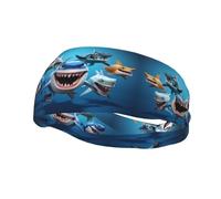 Fashion sports decorative sweatband YYHWHJDE Cartoon Sharks Pattern Headbands for men and women