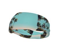 Fashion sports decorative sweatband YYHWHJDE Coconut trees by the sea Pattern Headbands for men and women