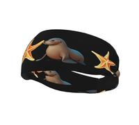 Fashion sports decorative sweatband YYHWHJDE Colorful starfish next to a sea lion Pattern Headbands for men and women