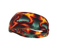 Fashion sports decorative sweatband YYHWHJDE Dragon King in Fire Pattern Headbands for men and women