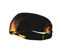 Fashion sports decorative sweatband YYHWHJDE Flame burning in the darkness Pattern Headbands for men and women
