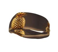 Fashion sports decorative sweatband YYHWHJDE Gold Pineapple Pattern Headbands for men and women