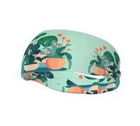 Fashion sports decorative sweatband YYHWHJDE Indoor cartoon potted green plants Pattern Headbands for men and women