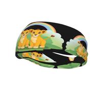 Fashion sports decorative sweatband YYHWHJDE Lion cubs under the rainbow Pattern Headbands for men and women