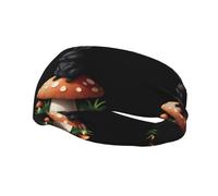 Fashion sports decorative sweatband YYHWHJDE Little black rabbit sitting on a mushroom Pattern Headbands for men and women