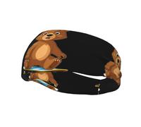 Fashion sports decorative sweatband YYHWHJDE Little brown bear on skateboard Pattern Headbands for men and women